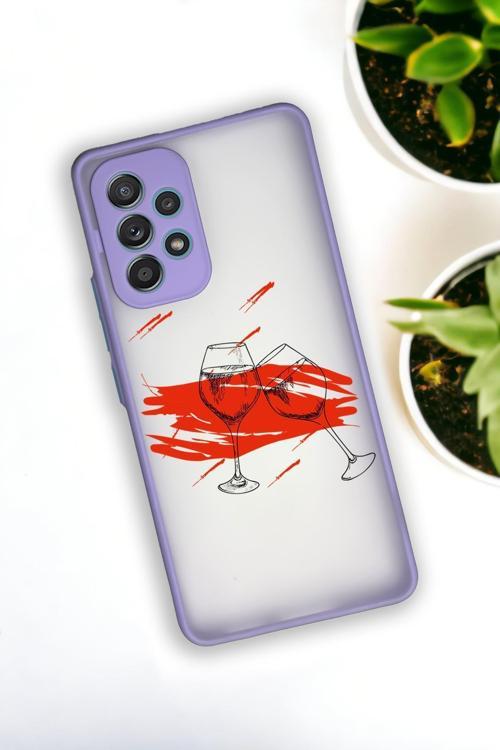 Samsung A33 Uyumlu Spilled Wine Desenli Buzlu Şeffaf Lüx Telefon Kılıfı