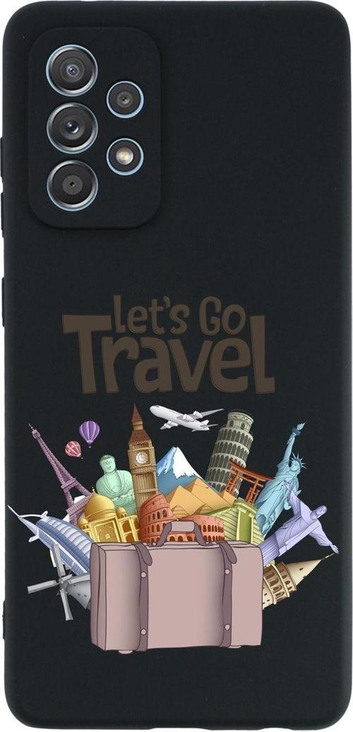 Samsung A52 Uyumlu Let'S Go Travel Premium Silikonlu Siyah Telefon Kılıfı
