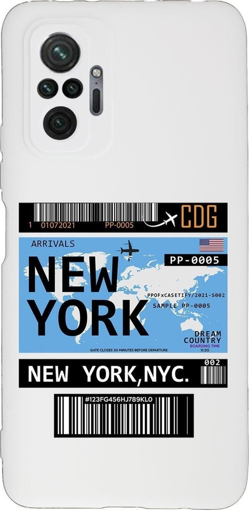Xiaomi Redmi Note 10 Pro Max Uyumlu New York Ticket Desenli Premium Silikonlu Lansman Telefon Kılıfı