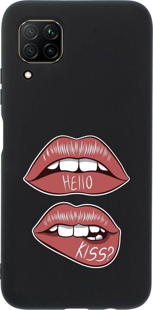 Huawei P40 Lite Hello Kiss Premium Silikonlu Siyah Telefon Kılıfı