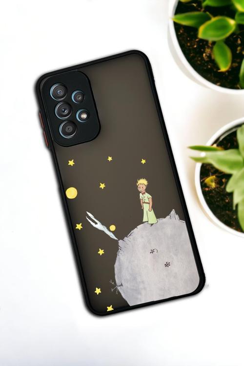 Samsung A33 Uyumlu Küçük Prens Desenli Buzlu Şeffaf Lüx Telefon Kılıfı