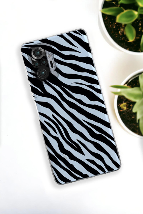Xiaomi Redmi Note 10 Pro Uyumlu Zebra Pattern Premium Silikonlu Şeffaf Telefon Kılıfı