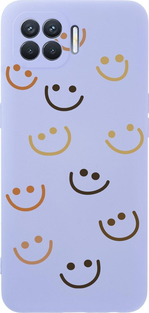 Oppo Reno 4 Lite Smile Premium Silikonlu Lila Telefon Kılıfı