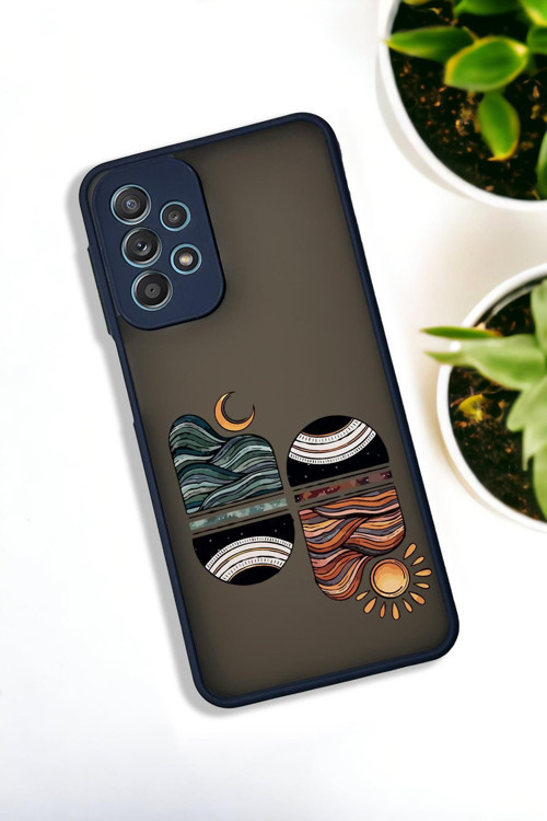 Samsung A53 Uyumlu Sunset Wave Desenli Buzlu Şeffaf Lüx Telefon Kılıfı