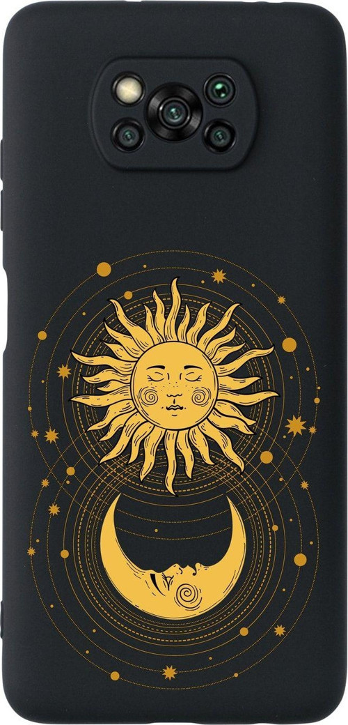 Poco X3 Moon And Sun Premium Silikonlu Siyah Telefon Kılıfı