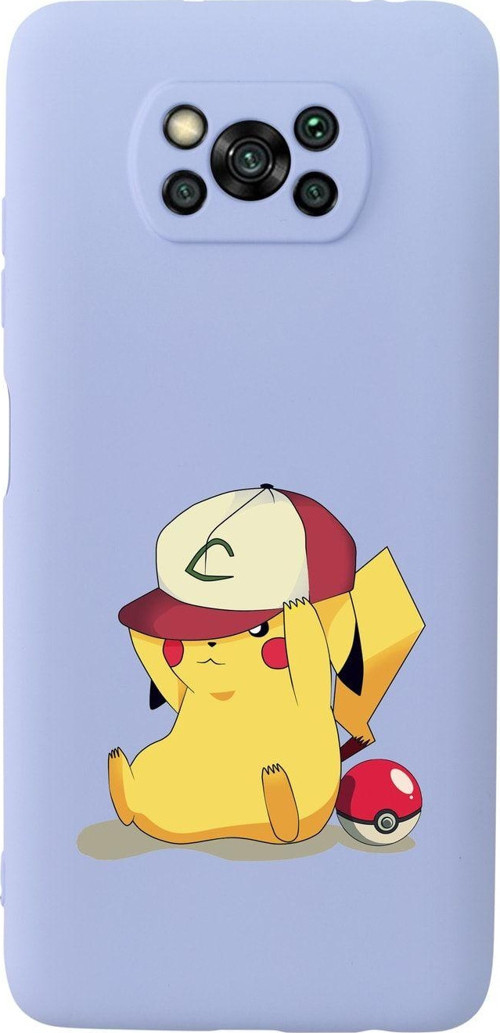 Poco X3 Pokemon Premium Silikonlu Lila Telefon Kılıfı