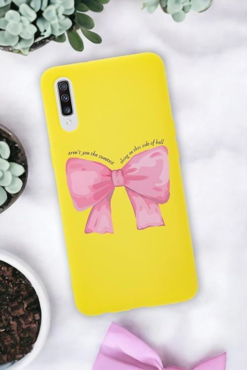 Samsung A70 Uyumlu Pembe Kurdele Premium Silikonlu Telefon Kılıfı