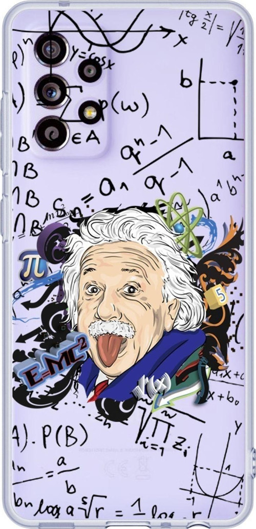 Samsung A53 Einstein In Formula Desenli Premium Şeffaf Silikon Kılıf