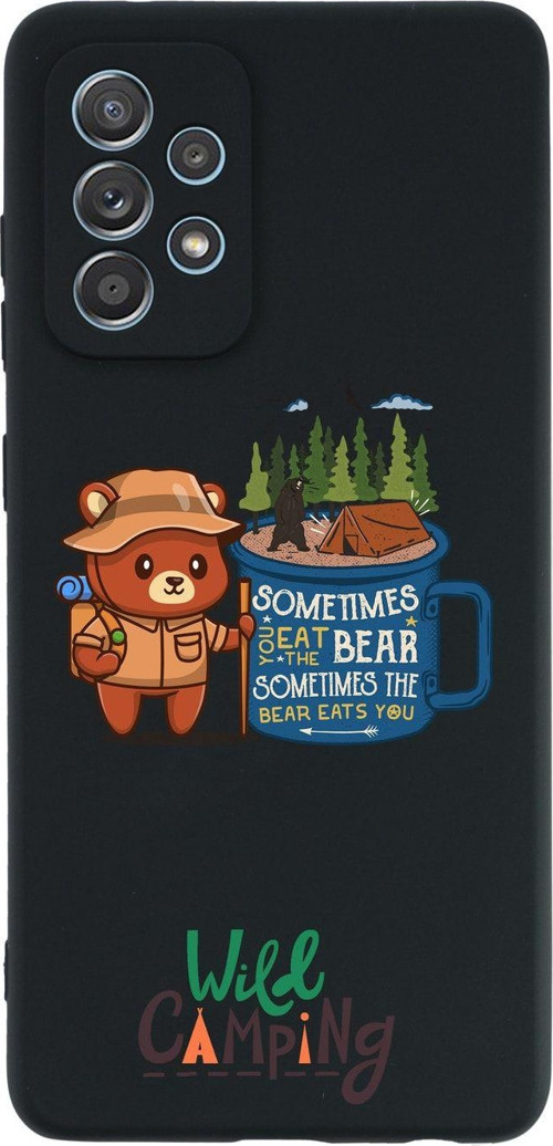 Samsung A72 Wild Camping Premium Silikonlu Siyah Telefon Kılıfı