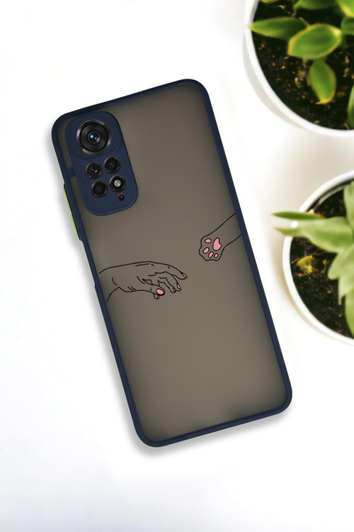 Xiaomi Redmi Note 11 Uyumlu Hand And Paw Desenli Buzlu Şeffaf Lüx Telefon Kılıfı