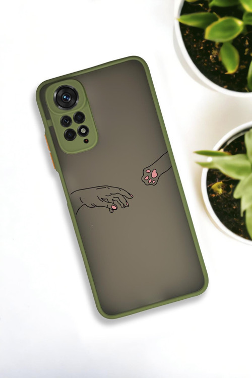 Xiaomi Redmi Note 11 Uyumlu Hand And Paw Desenli Buzlu Şeffaf Lüx Telefon Kılıfı