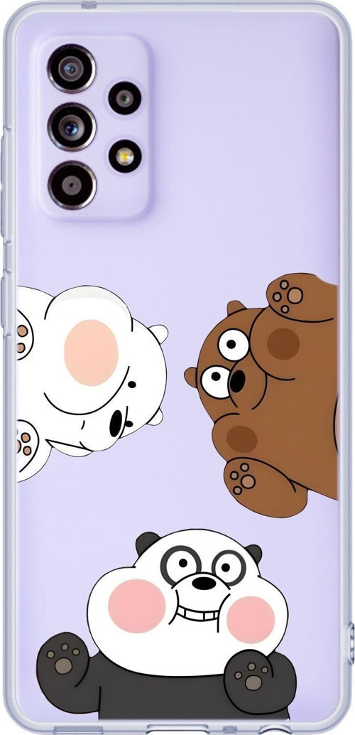 Samsung A53 Uyumlu Cute Animals Desenli Premium Şeffaf Silikon Kılıf