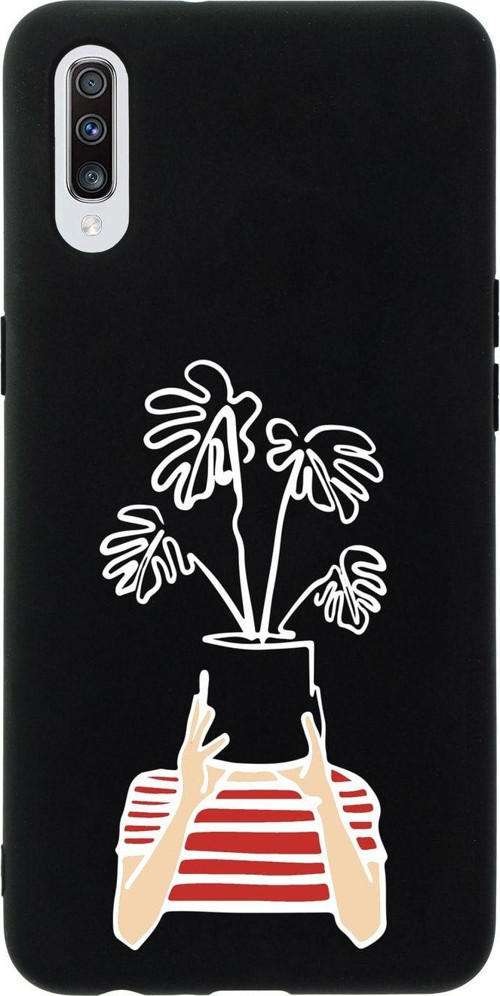 Samsung A70 Mood Plants Premium Silikonlu Siyah Telefon Kılıfı