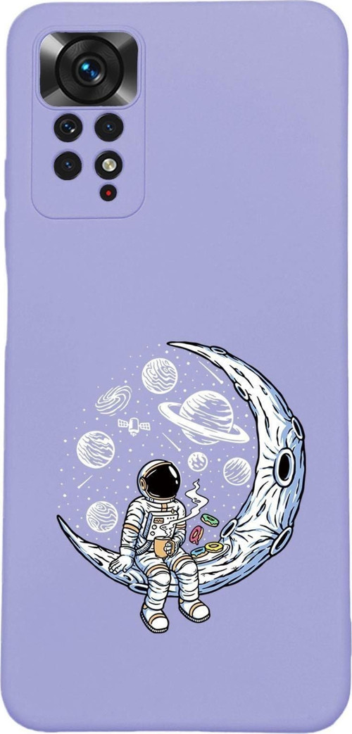 Xiaomi Redmi Note 11 Uyumlu Keyifli Astronot Desenli Premium Silikonlu Lansman Telefon Kılıfı
