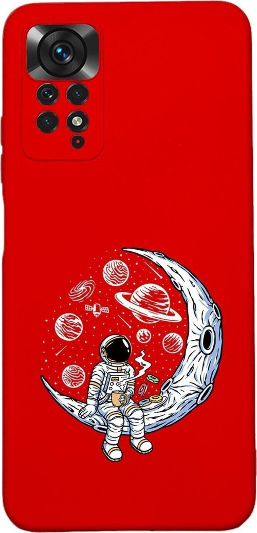 Xiaomi Redmi Note 11 Uyumlu Keyifli Astronot Desenli Premium Silikonlu Lansman Telefon Kılıfı