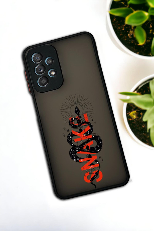 Samsung A72 Uyumlu Snake Desenli Buzlu Şeffaf Lüx Telefon Kılıfı