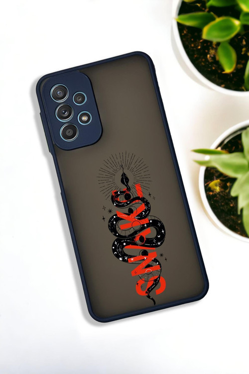 Samsung A72 Uyumlu Snake Desenli Buzlu Şeffaf Lüx Telefon Kılıfı