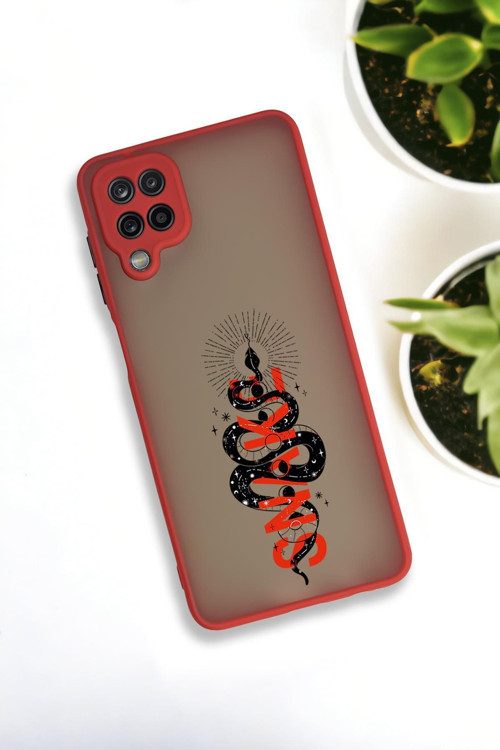 Samsung Galaxy A12 Uyumlu Snake Desenli Buzlu Şeffaf Lüx Telefon Kılıfı