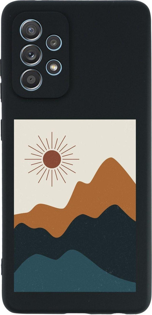 Samsung A52 Mountain Sun Premium Silikonlu Siyah Telefon Kılıfı