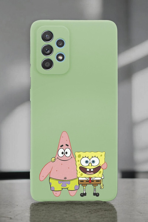 Samsung A52 Uyumlu Sünger Bob Ve Patrick Star Desenli Premium Silikonlu Lansman Telefon Kılıfı