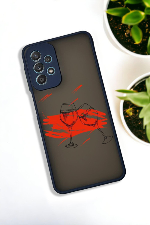 Samsung A72 Uyumlu Spilled Wine Desenli Buzlu Şeffaf Lüx Telefon Kılıfı