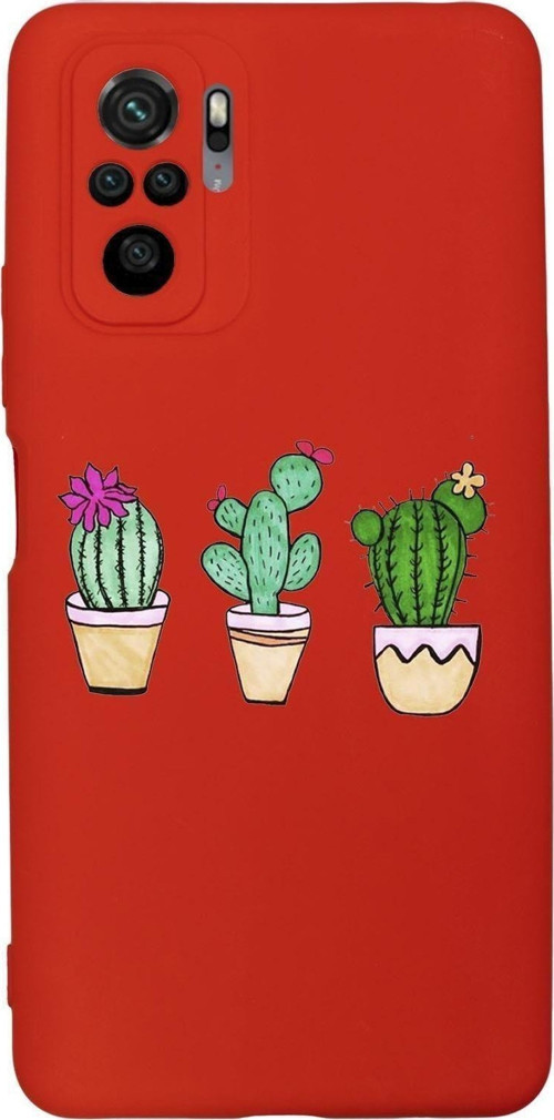 Xiaomi Redmi Note 10 Uyumlu Üçlü Kaktüs Desenli Premium Silikonlu Lansman Telefon Kılıfı