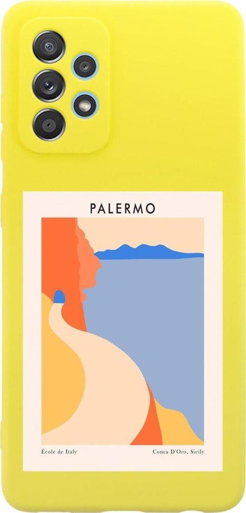Samsung A52 Palermo Premium Silikonlu Sarı Telefon Kılıfı