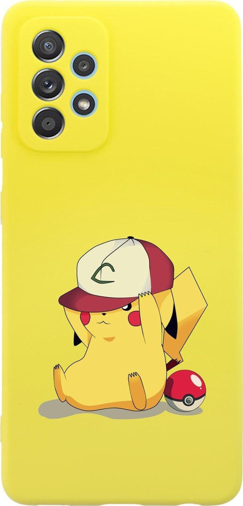 Samsung A72 Pokemon Premium Silikonlu Sarı Telefon Kılıfı