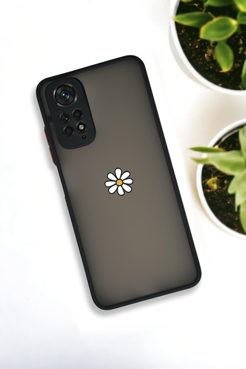 Xiaomi Redmi Note 11 Uyumlu Papatya Desenli Buzlu Şeffaf Lüx Telefon Kılıfı