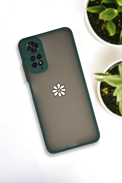 Xiaomi Redmi Note 11 Uyumlu Papatya Desenli Buzlu Şeffaf Lüx Telefon Kılıfı