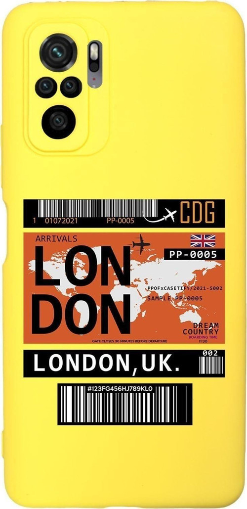 Xiaomi Redmi Note 10 Pro Max Uyumlu London Ticket Desenli Premium Silikonlu Lansman Telefon Kılıfı