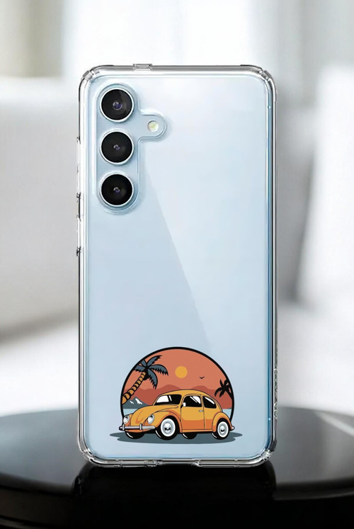 Samsung A55 Uyumlu Vosvos Desenli Premium Silikonlu Şeffaf Telefon Kılıfı