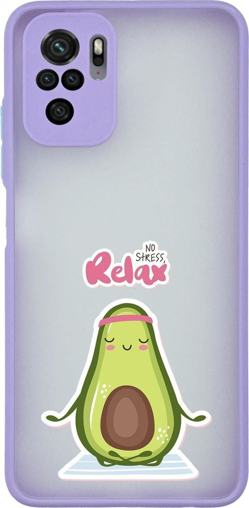 Xiaomi Redmi Note 10 Uyumlu Relax Avocado Desenli Kamera Korumalı Buzlu Şeffaf Lüx Telefon Kılıfı