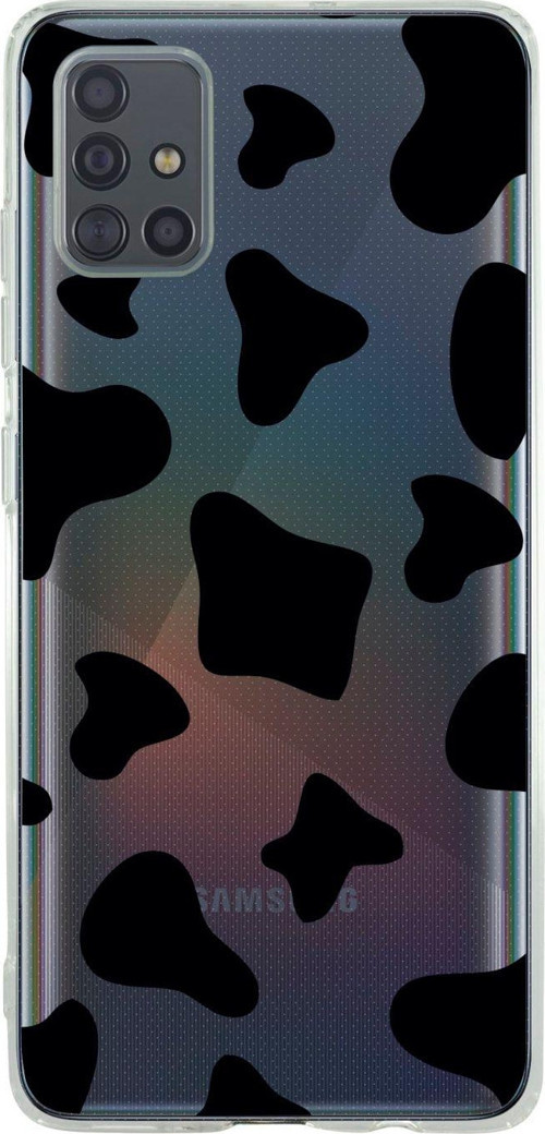 Samsung A71 Uyumlu Inek Desenli Premium Şeffaf Silikon Kılıf