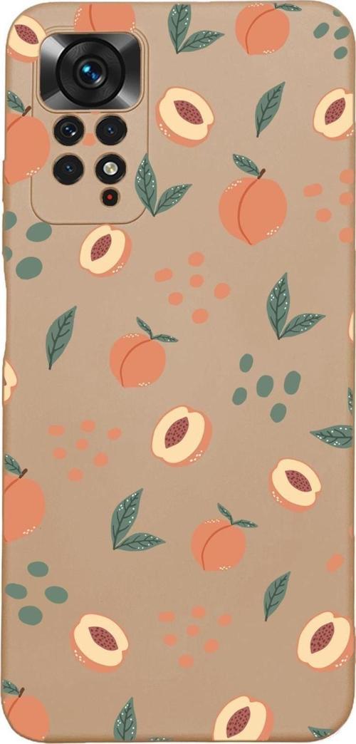 Xiaomi Redmi Note 11 Uyumlu Uyumlu Şeftali Pattern Premium Silikonlu Lansman Telefon Kılıfı