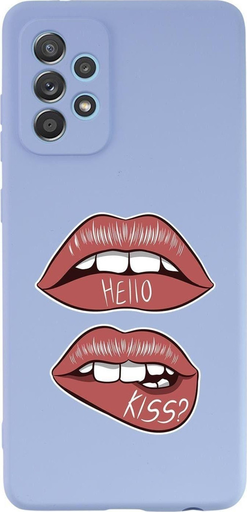Samsung Galaxy A13 Uyumlu Hello Kiss Desenli Premium Silikonlu Lansman Telefon Kılıfı