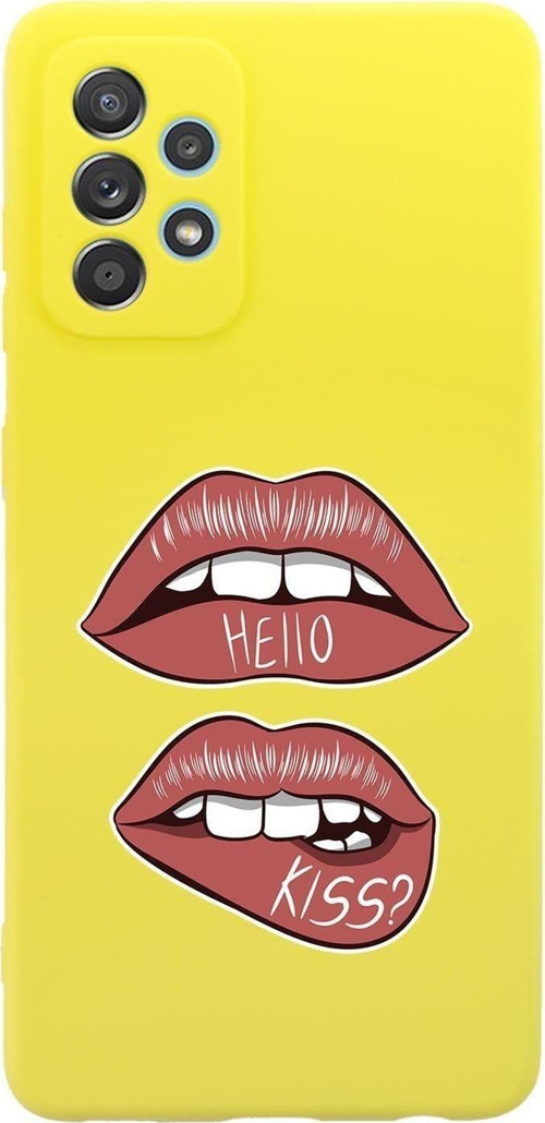 Samsung Galaxy A13 Uyumlu Hello Kiss Desenli Premium Silikonlu Lansman Telefon Kılıfı