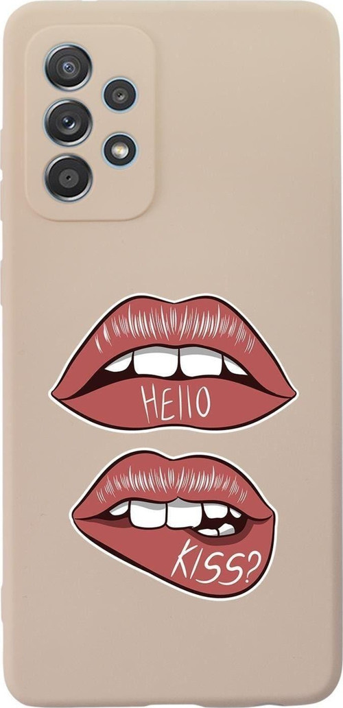 Samsung Galaxy A13 Uyumlu Hello Kiss Desenli Premium Silikonlu Lansman Telefon Kılıfı