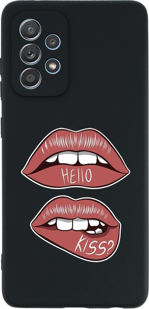Samsung Galaxy A13 Uyumlu Hello Kiss Desenli Premium Silikonlu Lansman Telefon Kılıfı