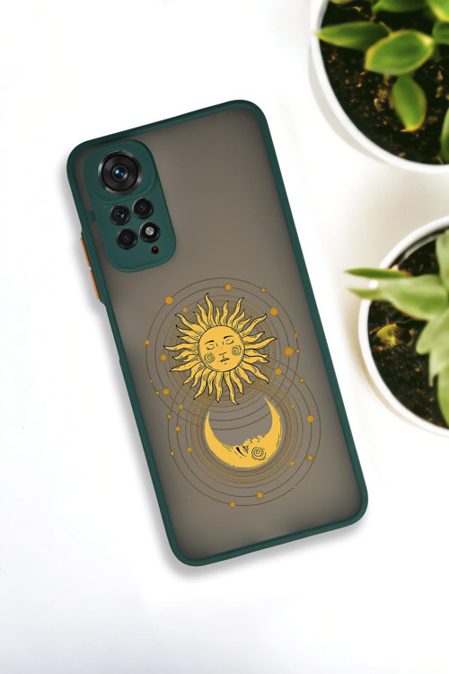 Xiaomi Redmi Note 11 Uyumlu Moon And Sun Desenli Buzlu Şeffaf Lüx Telefon Kılıfı