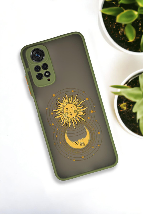 Xiaomi Redmi Note 11 Uyumlu Moon And Sun Desenli Buzlu Şeffaf Lüx Telefon Kılıfı