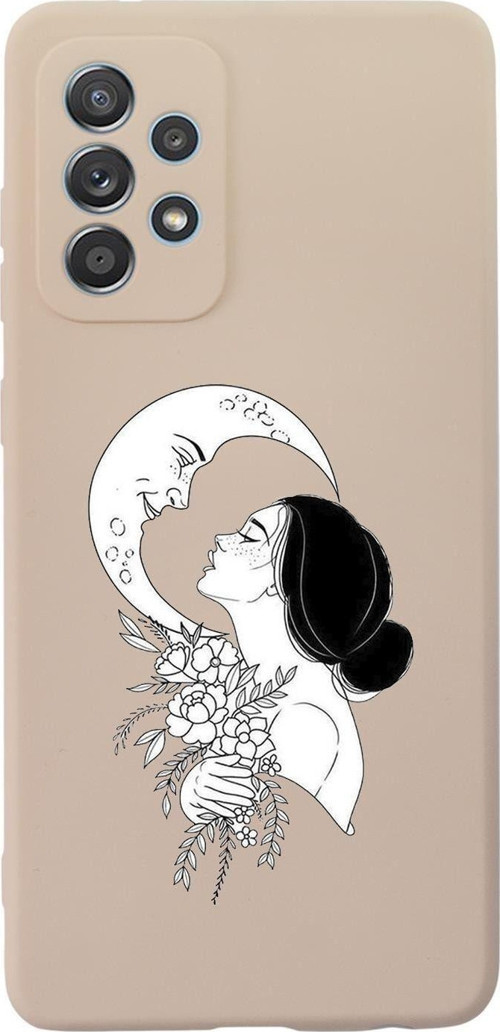 Samsung Galaxy A13 Uyumlu Moon And Women Desenli Premium Silikonlu Lansman Telefon Kılıfı