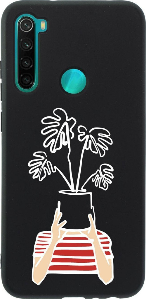 Xiaomi Redmi Note 8 Mood Plants Premium Silikonlu Siyah Telefon Kılıfı