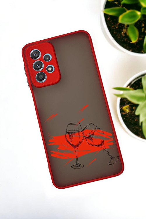 Samsung Galaxy A23 Uyumlu Spilled Wine Desenli Buzlu Şeffaf Lüx Telefon Kılıfı