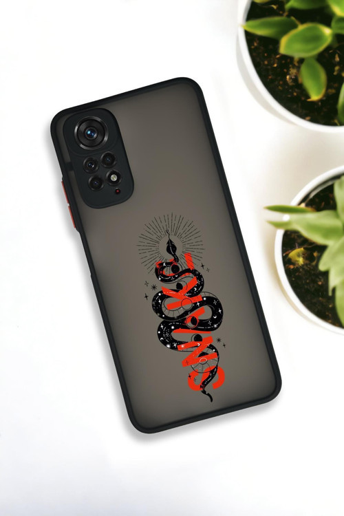 Xiaomi Redmi Note 11 Uyumlu Snake Desenli Buzlu Şeffaf Lüx Telefon Kılıfı