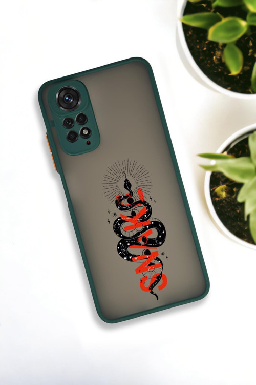 Xiaomi Redmi Note 11 Uyumlu Snake Desenli Buzlu Şeffaf Lüx Telefon Kılıfı