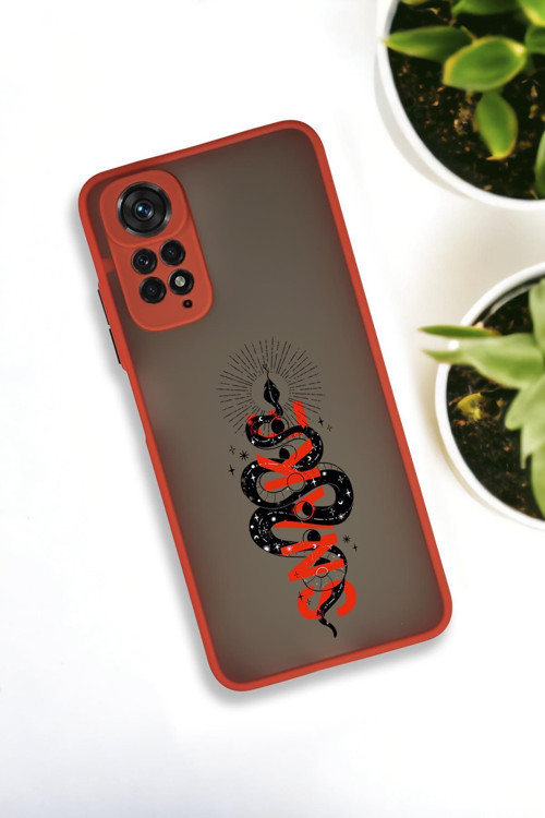 Xiaomi Redmi Note 11 Uyumlu Snake Desenli Buzlu Şeffaf Lüx Telefon Kılıfı