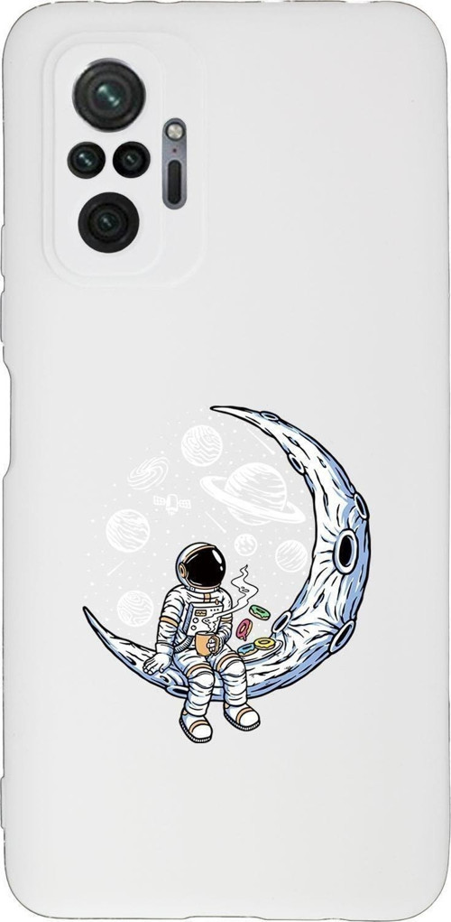 Xiaomi Redmi Note 10 Pro Max Uyumlu Astronot Desenli Premium Silikonlu Lansman Telefon Kılıfı