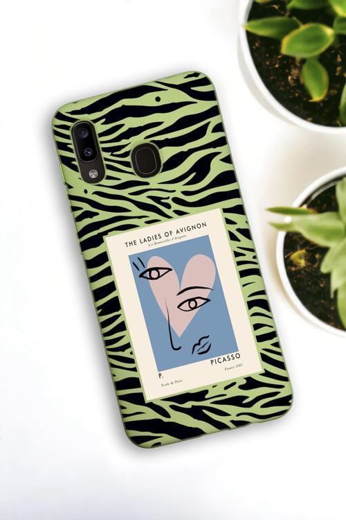 Samsung Galaxy A30 Uyumlu Picasso Desenli Premium Silikonlu Lansman Telefon Kılıfı
