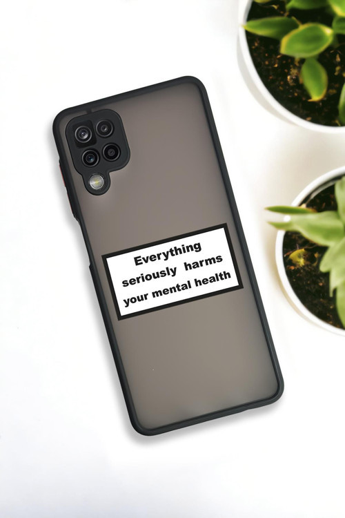 Samsung Galaxy A12 Uyumlu Everything Desenli Buzlu Şeffaf Lüx Telefon Kılıfı